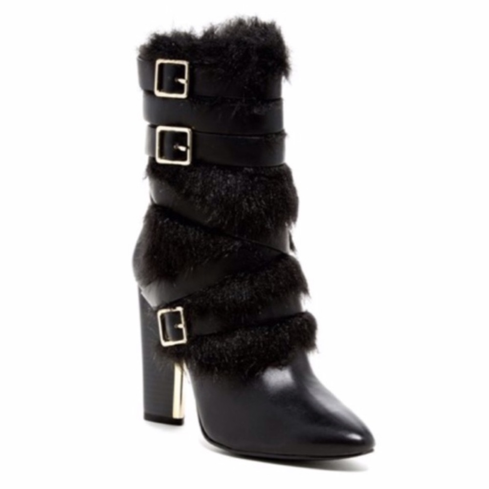 CALVIN KLEIN ZELDA MID CALF HIGH HEEL BOOT